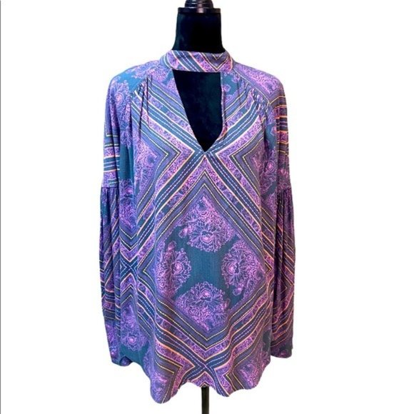 Free People Tops - Free People Oversized Loose Fit Cut Out Blouse Top Shirt Women's M